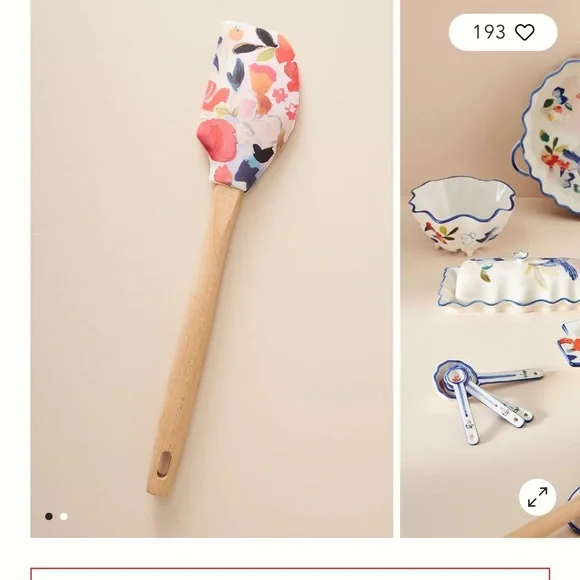 Anthropologie Luna Spatula Floral Wood Silicone Spatula - Picture 9 of 9